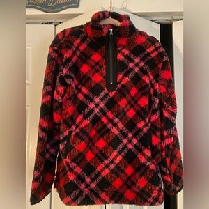 Maurices Red and Black Plaid Turtleneck Sweater